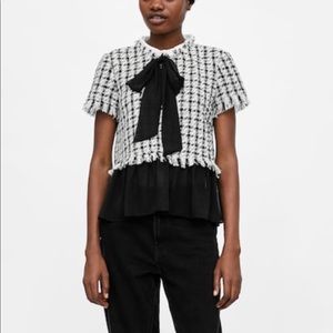 Zara Contrast tweed top